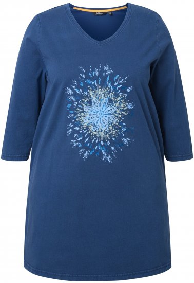 Ulla Popken Dandelion Short Sleeve Graphic Tee Ink Blue - Painetut T-paidat naisille - 