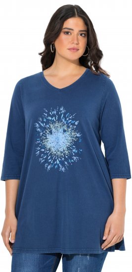 Ulla Popken Dandelion Short Sleeve Graphic Tee Ink Blue - Painetut T-paidat naisille - 