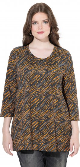 Ulla Popken Graphic Print 3/4 Sleeve Tee Neon Orange - Painetut T-paidat naisille - 