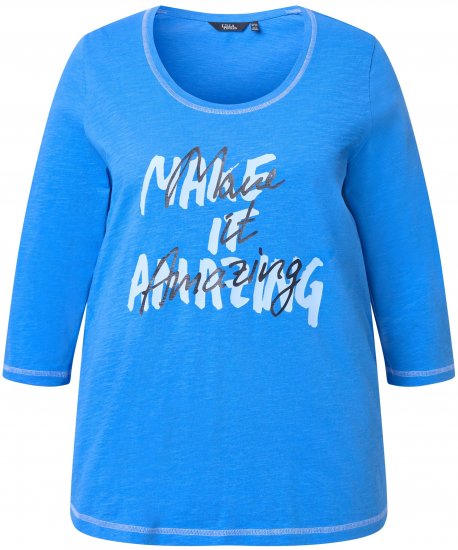 Ulla Popken Make It Amazing 3/4 Sleeve Graphic Tee Pacific Blue - Painetut T-paidat naisille - 