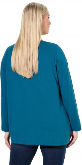 Ulla Popken Fawn Long Sleeve Graphic Tee Teal - Painetut T-paidat naisille - 
