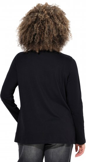 Ulla Popken Holiday Long Sleeve Graphic Tee Black - Painetut T-paidat naisille - 
