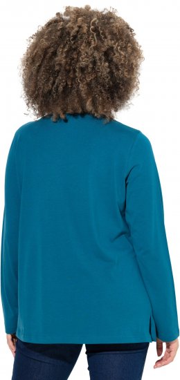Ulla Popken Holiday Long Sleeve Graphic Tee Teal - Painetut T-paidat naisille - 