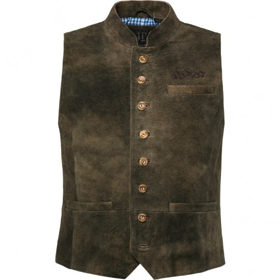 jP1880 Finest Goat Suede Traditional Vest Dark Brown - Trachten & Oktoberfest - Oktoberfest-asut isoissa kooissa (Trachten)