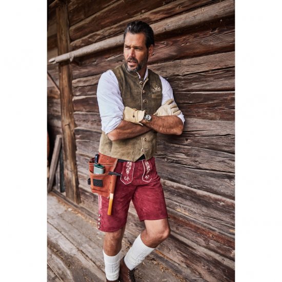 JP1880 Vest Goat Suede Traditional Moss Green - Trachten & Oktoberfest - Oktoberfest-asut isoissa kooissa (Trachten)