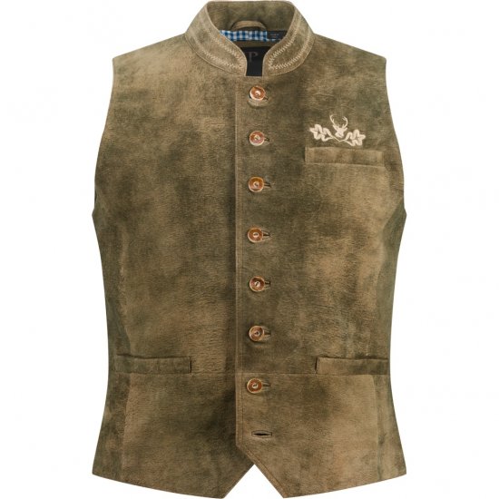 JP1880 Vest Goat Suede Traditional Moss Green - Trachten & Oktoberfest - Oktoberfest-asut isoissa kooissa (Trachten)