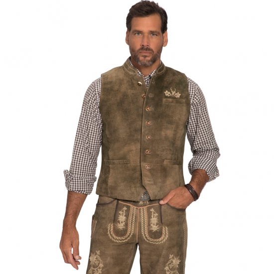 JP1880 Vest Goat Suede Traditional Moss Green - Trachten & Oktoberfest - Oktoberfest-asut isoissa kooissa (Trachten)