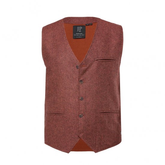 JP1880 Tweed Waistcoat Wool Brick Red - Liivit - Ulkoliivit isoissa kooissa