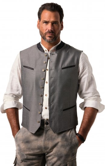 JP1880 Vest Traditional With Embroidery Silver - Trachten & Oktoberfest - Oktoberfest-asut isoissa kooissa (Trachten)