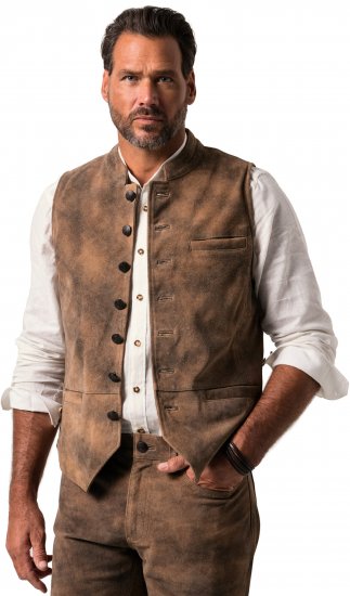 JP1880 Vest Traditional Cowhide Brown - Isot Vaatteet - Miesten vaatteet isot koot