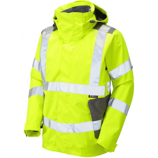 Leo Exmoor Ecoviz 10K Performance+ Breathable Jacket Hi-Vis Yellow - Työvaatteet - Miesten Työvaatteet Isot Koot - 2XL-10XL