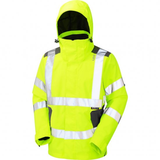 Leo Exmoor Ecoviz 10K Performance+ Breathable Jacket Hi-Vis Yellow - Työvaatteet - Miesten Työvaatteet Isot Koot - 2XL-10XL