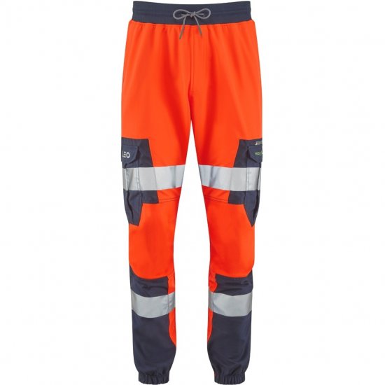Leo Hawkcombe Ecoviz High Performance Ballistic Stretch Trousers Hi-Vis Orange/Navy - Työvaatteet - Miesten Työvaatteet Isot Koot - 2XL-10XL