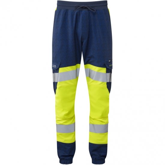 Leo Hawkridge Ecoviz High Performance 4X Stretch Trouser Hi-Vis Yellow/Navy Print - Työvaatteet - Miesten Työvaatteet Isot Koot - 2XL-10XL