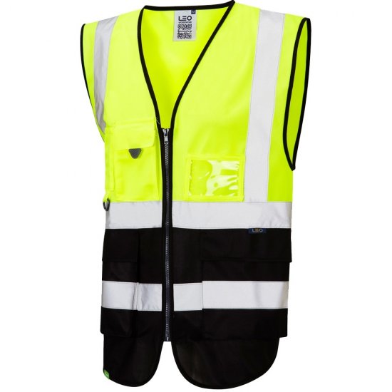 Leo Lynton Ecoviz Superior Waistcoat Hi-Vis Yellow/Black - Työvaatteet - Miesten Työvaatteet Isot Koot - 2XL-10XL