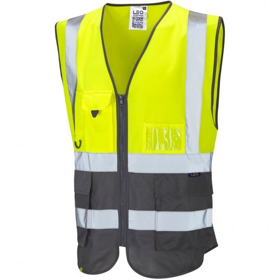 Leo Lynton Ecoviz Superior Waistcoat Hi-Vis Yellow/Grey - Työvaatteet - Miesten Työvaatteet Isot Koot - 2XL-10XL