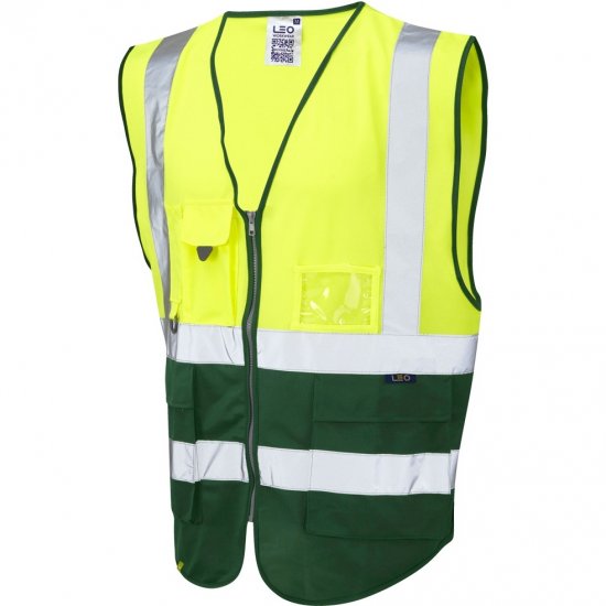 Leo Lynton Ecoviz Superior Waistcoat Hi-Vis Yellow/Green - Työvaatteet - Miesten Työvaatteet Isot Koot - 2XL-10XL