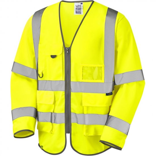 Leo Wrafton Ecoviz Superior Sleeved Waistcoat Hi-Vis Yellow - Työvaatteet - Miesten Työvaatteet Isot Koot - 2XL-10XL