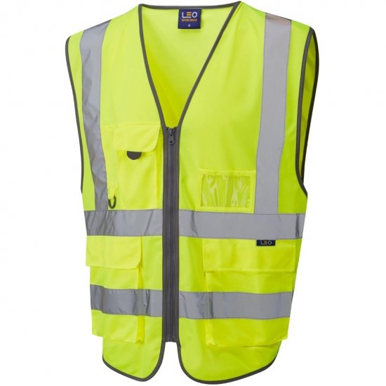 Leo Barnstaple Ecoviz Superior Anti-Entanglement Waistcoat Hi-Vis Yellow - Työvaatteet - Miesten Työvaatteet Isot Koot - 2XL-10XL