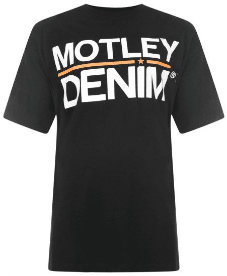 Motley Denim Logo T-paita Musta - T-paidat - Isot T-paidat 2XL – 14XL