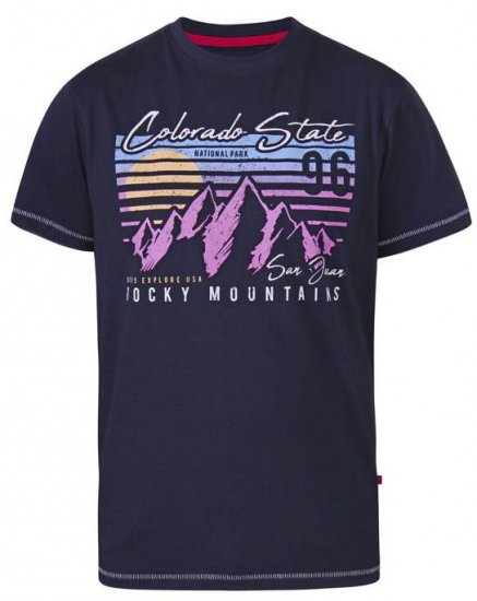 D555 Orkney Rocky Mountains Crew Neck T-Shirt Navy - T-paidat - Isot T-paidat 2XL – 14XL