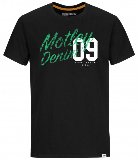 Motley Denim Oxford T-Shirt Green on Black - T-paidat - Isot T-paidat 2XL – 14XL