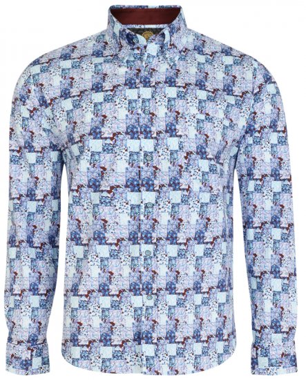Kam Jeans P007 LS Digital Print Shirt - Kauluspaidat - Miesten isot kauluspaidat 2XL – 8XL