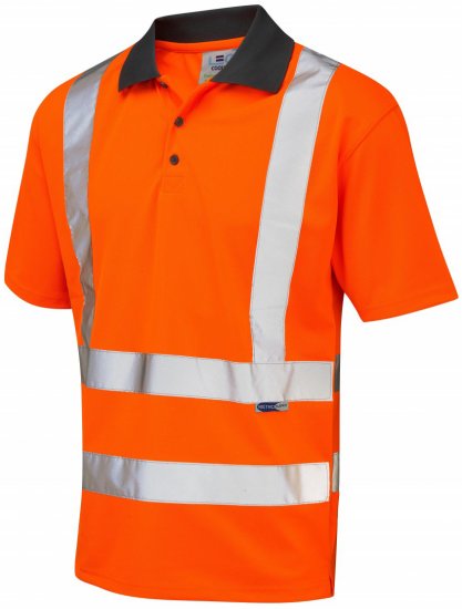 Leo Rockham Coolviz Polo Shirt Hi-Vis Orange - Työvaatteet - Miesten Työvaatteet Isot Koot - 2XL-10XL