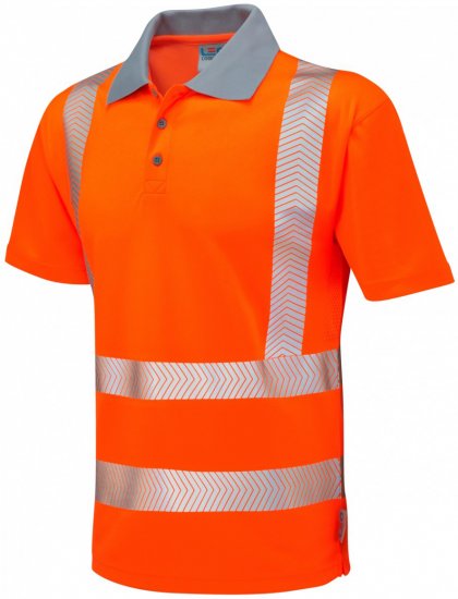 Leo Woolacombe Coolviz Plus Polo Hi-Vis Orange - Työvaatteet - Miesten Työvaatteet Isot Koot - 2XL-10XL