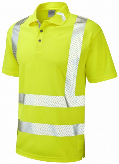 Leo Broadsands Coolviz Ultra Polo Hi-Vis Yellow - Työvaatteet - Miesten Työvaatteet Isot Koot - 2XL-10XL