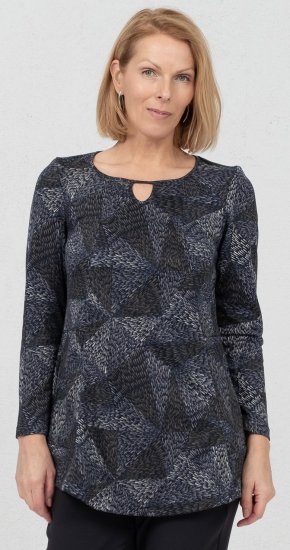 Scandinavian Caramel Triangles Tunic Dark Blue - Painetut T-paidat naisille - 