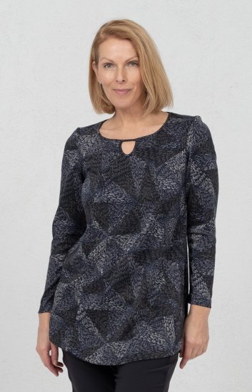 Scandinavian Caramel Triangles Tunic Dark Blue - Painetut T-paidat naisille - 