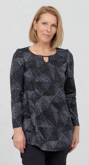 Scandinavian Caramel Triangles Tunic Dark Blue - Painetut T-paidat naisille - 