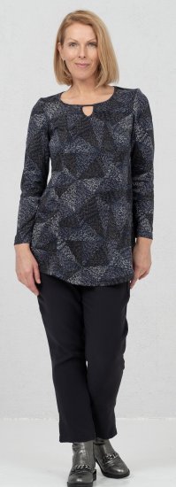 Scandinavian Caramel Triangles Tunic Dark Blue - Painetut T-paidat naisille - 