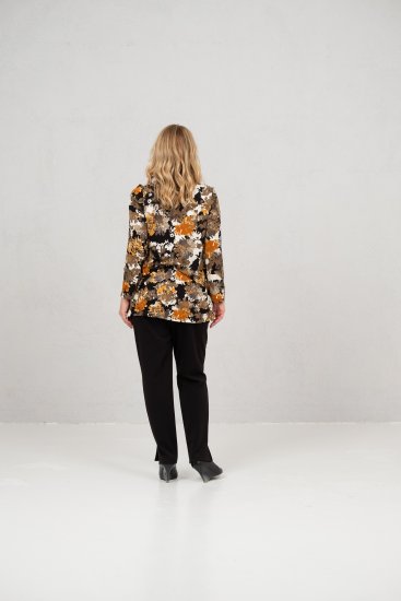 Scandinavian Caramel Flower Petals Tunic Orange and Brown - Painetut T-paidat naisille - 