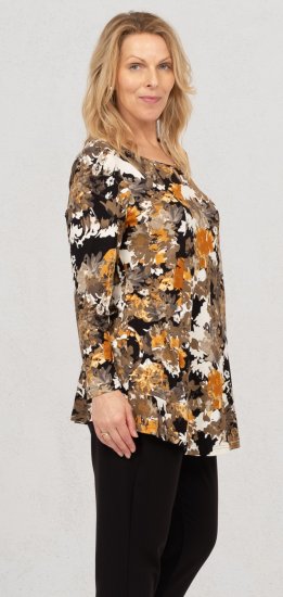 Scandinavian Caramel Flower Petals Tunic Orange and Brown - Painetut T-paidat naisille - 