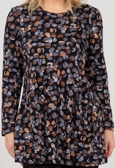 Scandinavian Caramel Flower Petals Tunic Copper and Blue - Painetut T-paidat naisille - 