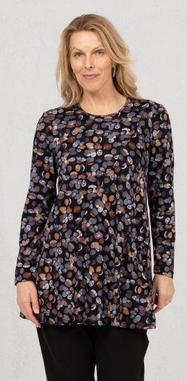 Scandinavian Caramel Flower Petals Tunic Copper and Blue - Painetut T-paidat naisille - 