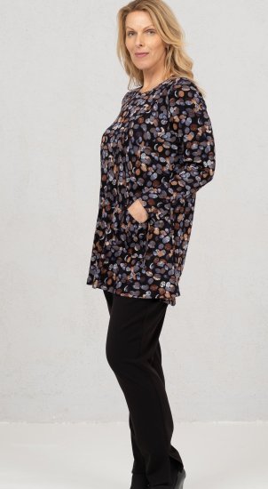 Scandinavian Caramel Flower Petals Tunic Copper and Blue - Painetut T-paidat naisille - 