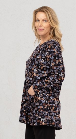 Scandinavian Caramel Flower Petals Tunic Copper and Blue - Painetut T-paidat naisille - 