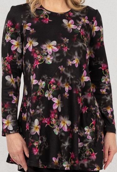 Scandinavian Caramel Flowers Tunic Red and Pink - Painetut T-paidat naisille - 