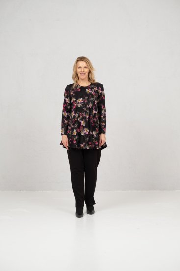 Scandinavian Caramel Flowers Tunic Red and Pink - Painetut T-paidat naisille - 