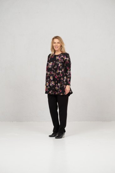 Scandinavian Caramel Flowers Tunic Red and Pink - Painetut T-paidat naisille - 