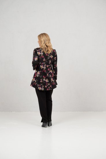 Scandinavian Caramel Flowers Tunic Red and Pink - Painetut T-paidat naisille - 