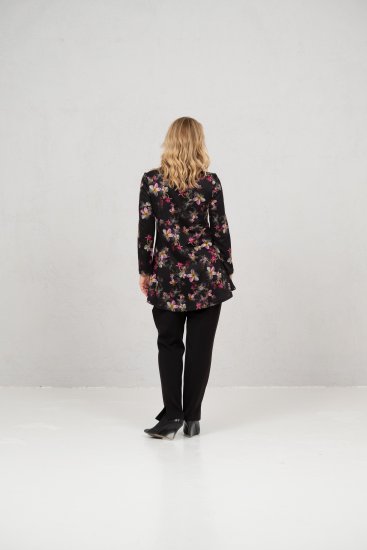 Scandinavian Caramel Flowers Tunic Red and Pink - Painetut T-paidat naisille - 