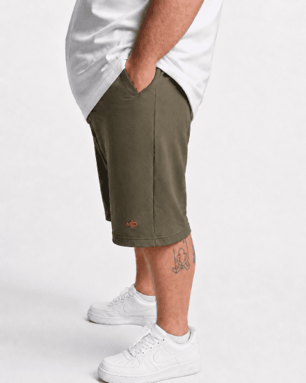 Motley Denim Paris Sweatshorts Dark Khaki - Collegehousut ja collegeshortsit - Miesten Isot collegehousut ja collegeshortsit
