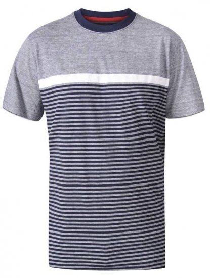 D555 Perkins Crew Neck Cut And Sew Jacquard T-Shirt Navy - T-paidat - Isot T-paidat 2XL – 14XL