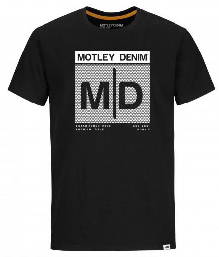 Motley Denim Poole T-shirt White on Black - T-paidat - Isot T-paidat 2XL – 14XL