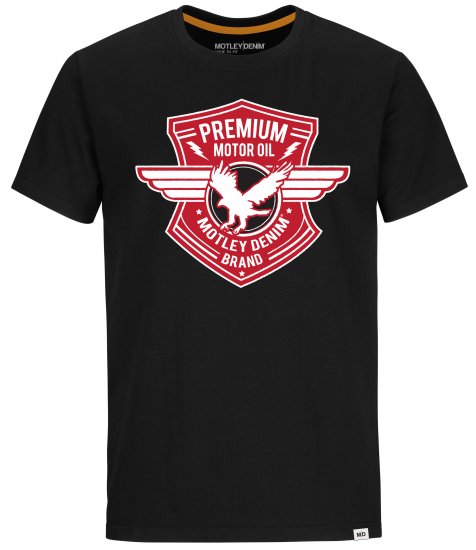 Motley Denim Preston T-shirt Red on Black - T-paidat - Isot T-paidat 2XL – 14XL