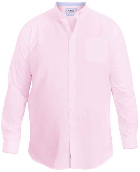 D555 Richard Long Sleeve Oxford Shirt Pink - Kauluspaidat - Miesten isot kauluspaidat 2XL – 8XL